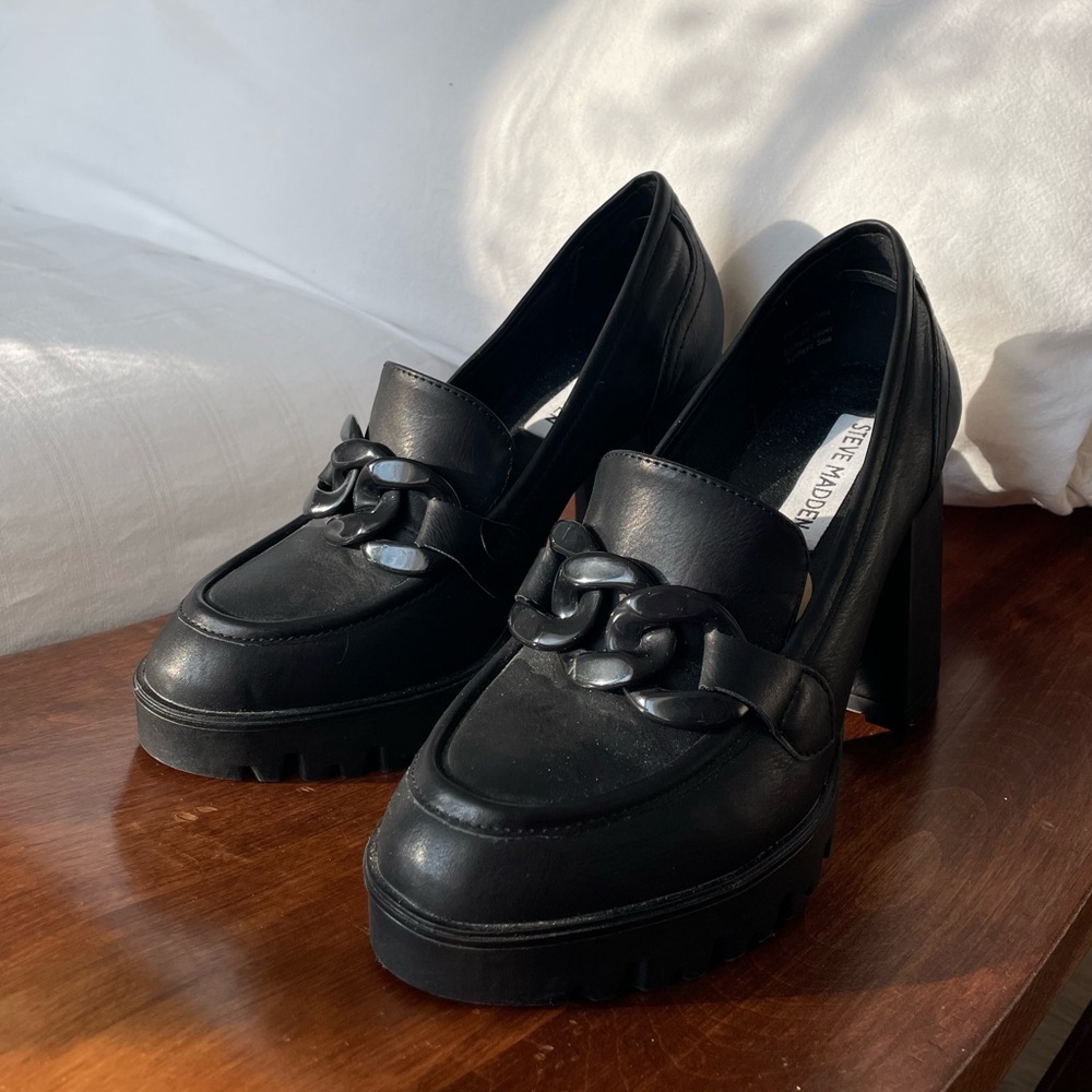 Steve Madden Black Chunky Heels